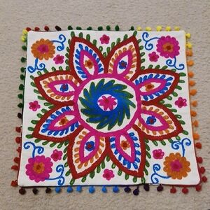 Colorful Embroidered Cushion Cover